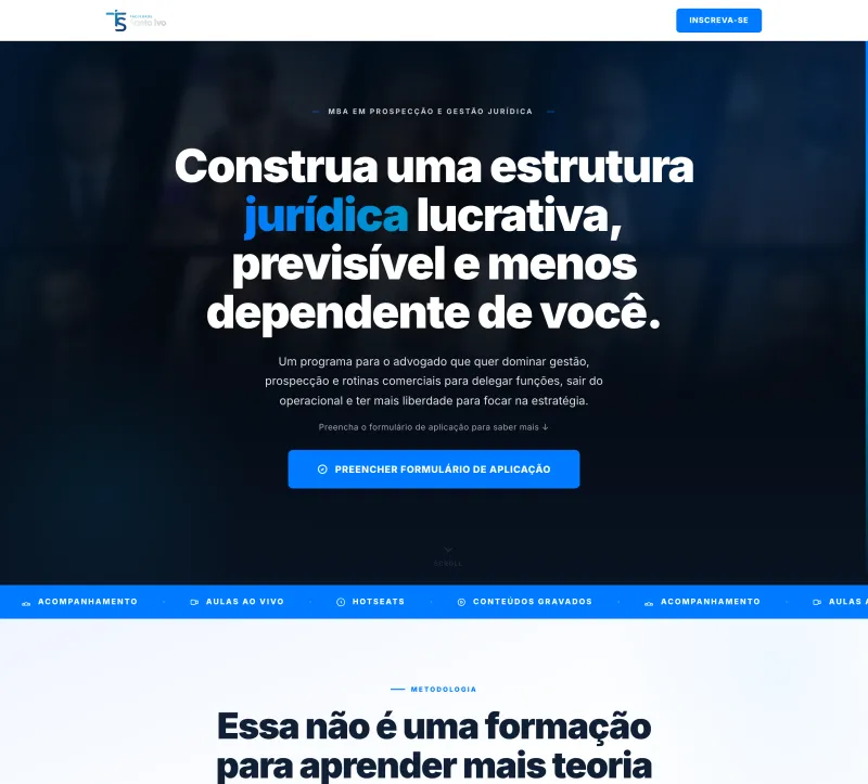 Landing page de MBA Gestão Jurídica