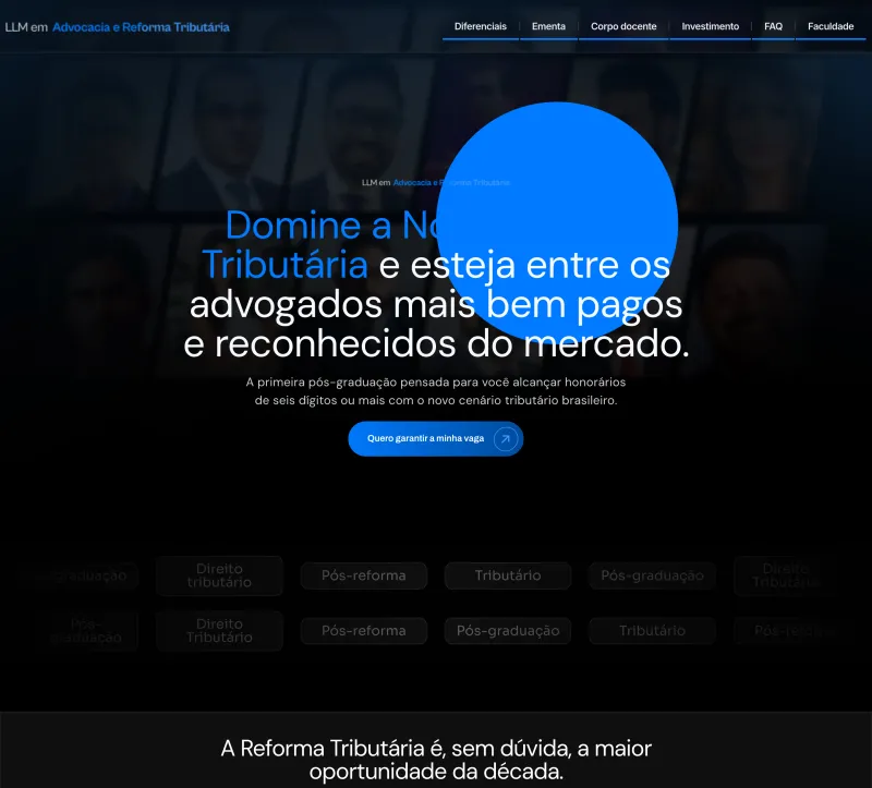Landing page de Reforma Tributária